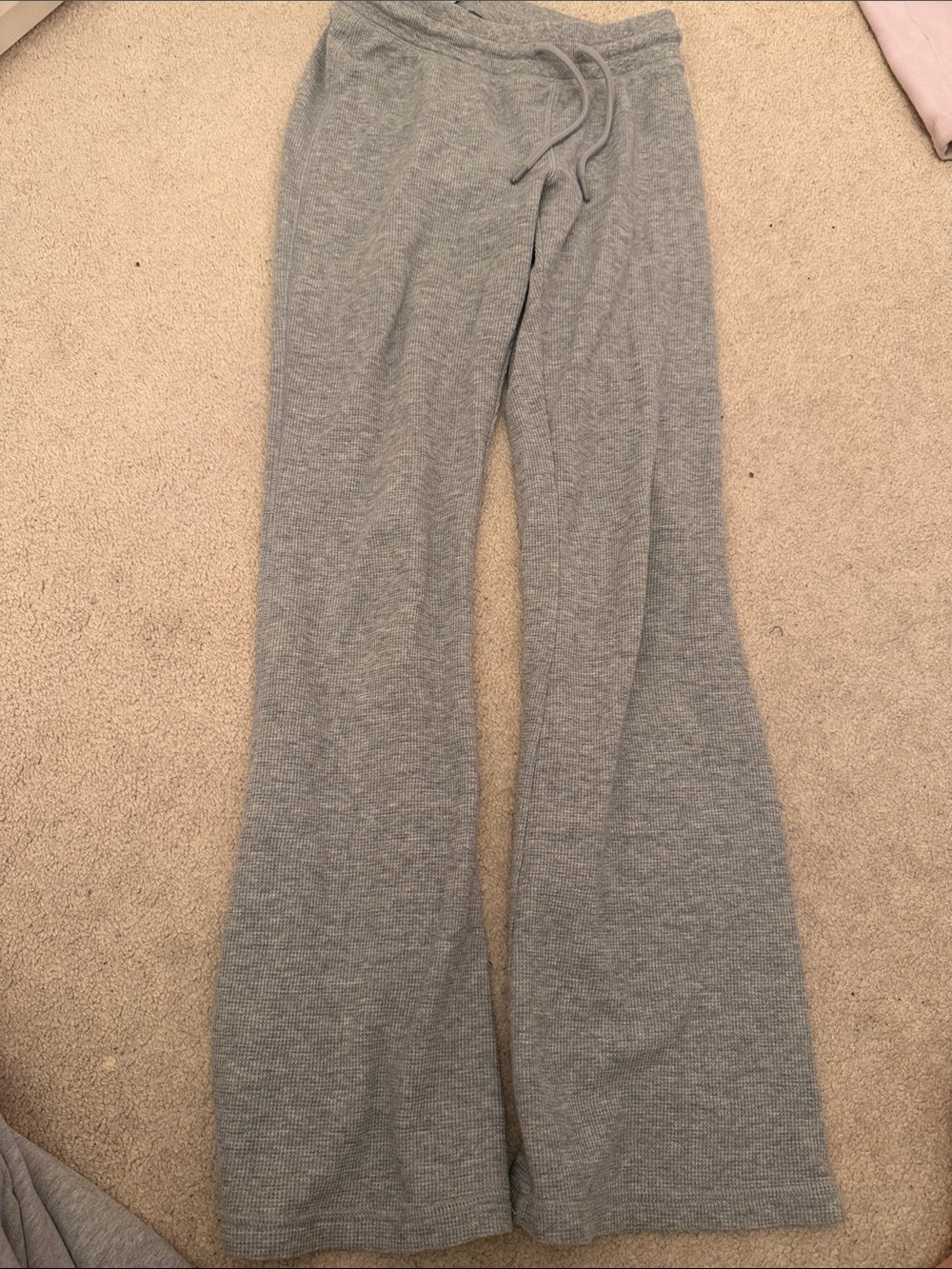 Aritzia Light Gray Ribbed Wide-Leg Knit Pants